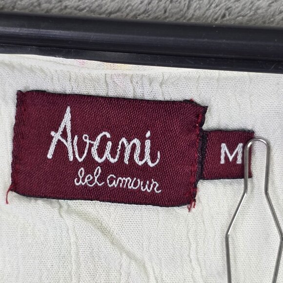 Womens Avani Sel Amour Boho Style White Blouse W/ Tassels & Multicolor Detail M - Picture 2 of 8